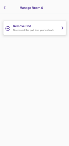 Quantum Fiber app Manage Pod screen showing option to remove pod