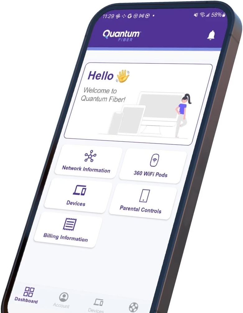 Quantum Fiber app home screen
