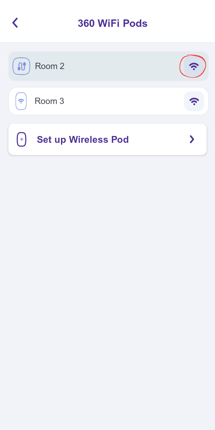 signal strength of 360 WiFi pods in Quantum Fiber app