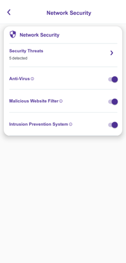 App screenshot showing Network Security screen